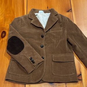 CREWCUTS Boys 8-9 Camel Brown Waled Corduroy Blazer Jacket Elbow Patches